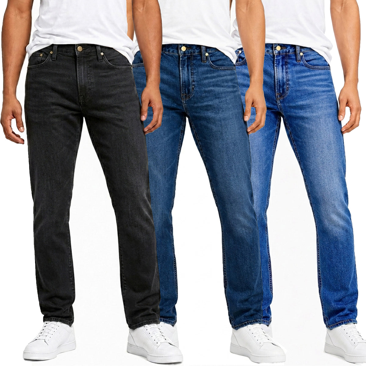 Men's 3-Pack Flex Stretch Slim Straight Jeans with 5 Pocket (Sizes, 30-42) - GalaxybyHarvic