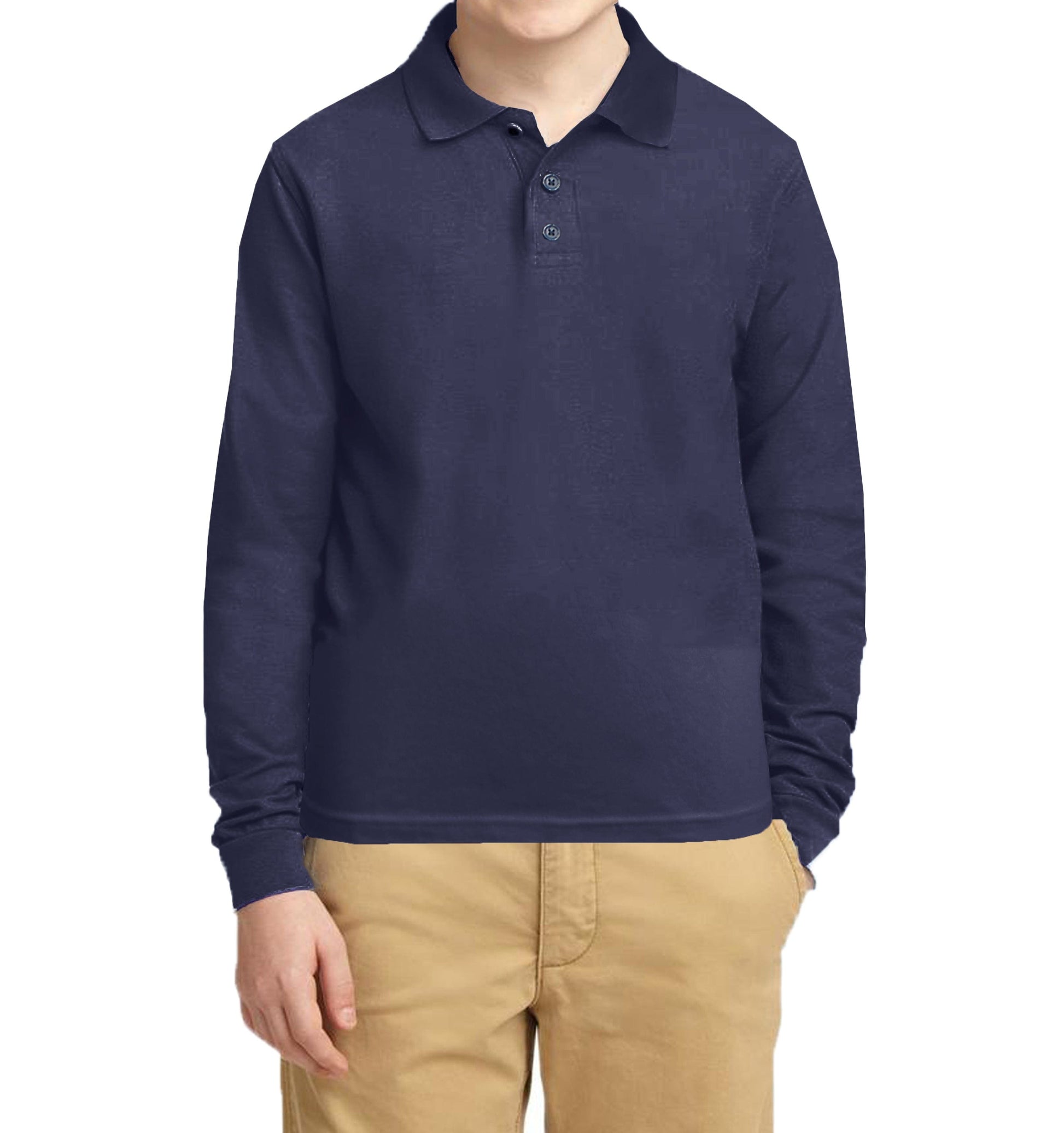 Boy's Long Sleeve Pique Polo Shirt - (Sizes 8-20) - GalaxybyHarvic