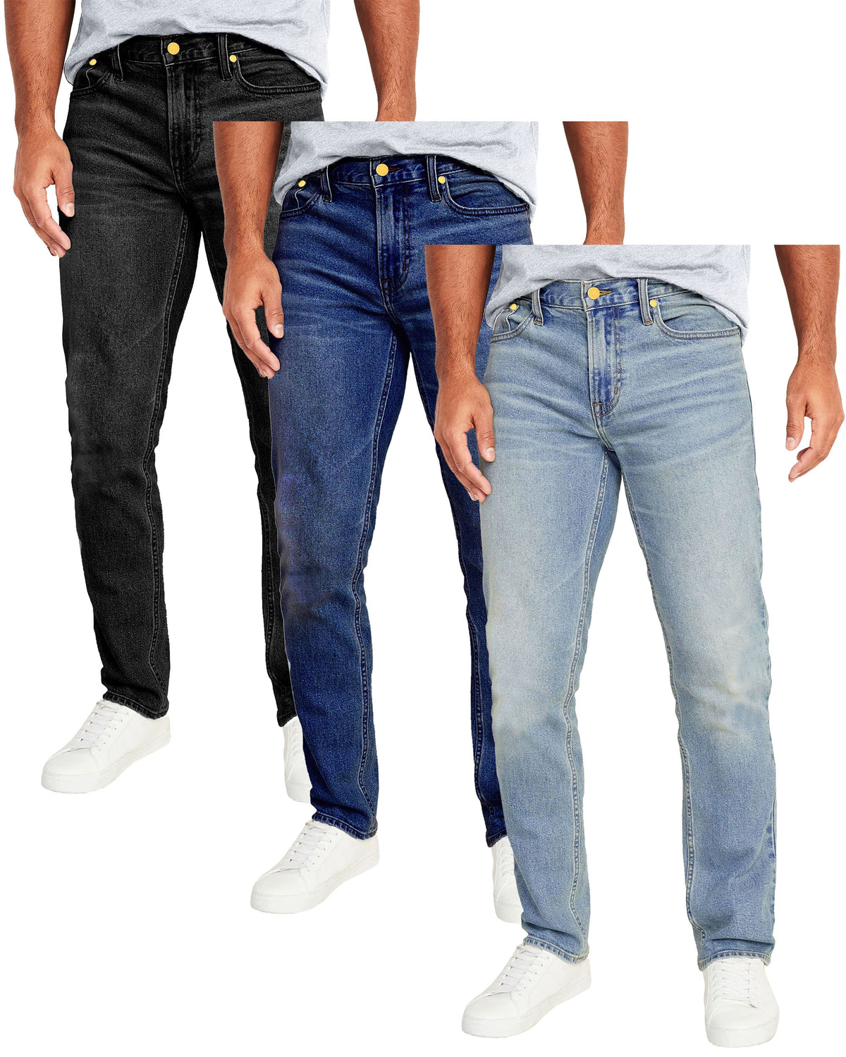 Men's 3-Pack Flex Stretch Slim Straight Jeans with 5 Pocket (Sizes, 30-42) - GalaxybyHarvic