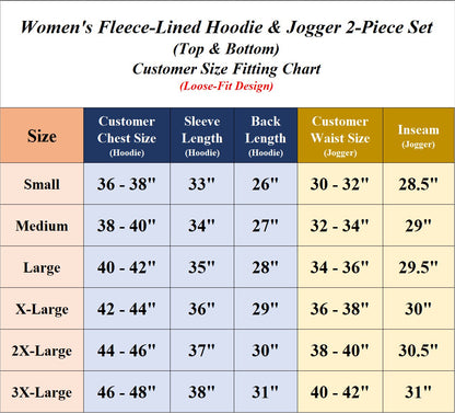 Women's 2-Piece Fleece-Lined Full Zip Oversize Loose Fit Hoodie & Jogger Track Set