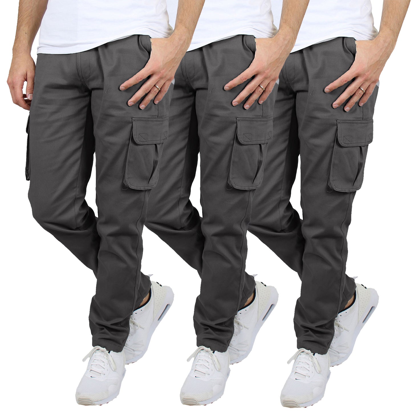 3-Pack Men's Flex-Stretch Cotton Cargo Pants – Comfortable, Durable & Versatile (31-Inch Inseam)