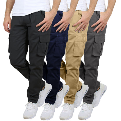 3-Pack Men's Flex-Stretch Cotton Cargo Pants – Comfortable, Durable & Versatile (31-Inch Inseam)