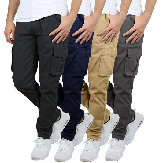 3-Pack Men's Flex-Stretch Cotton Cargo Pants – Comfortable, Durable & Versatile (31-Inch Inseam)