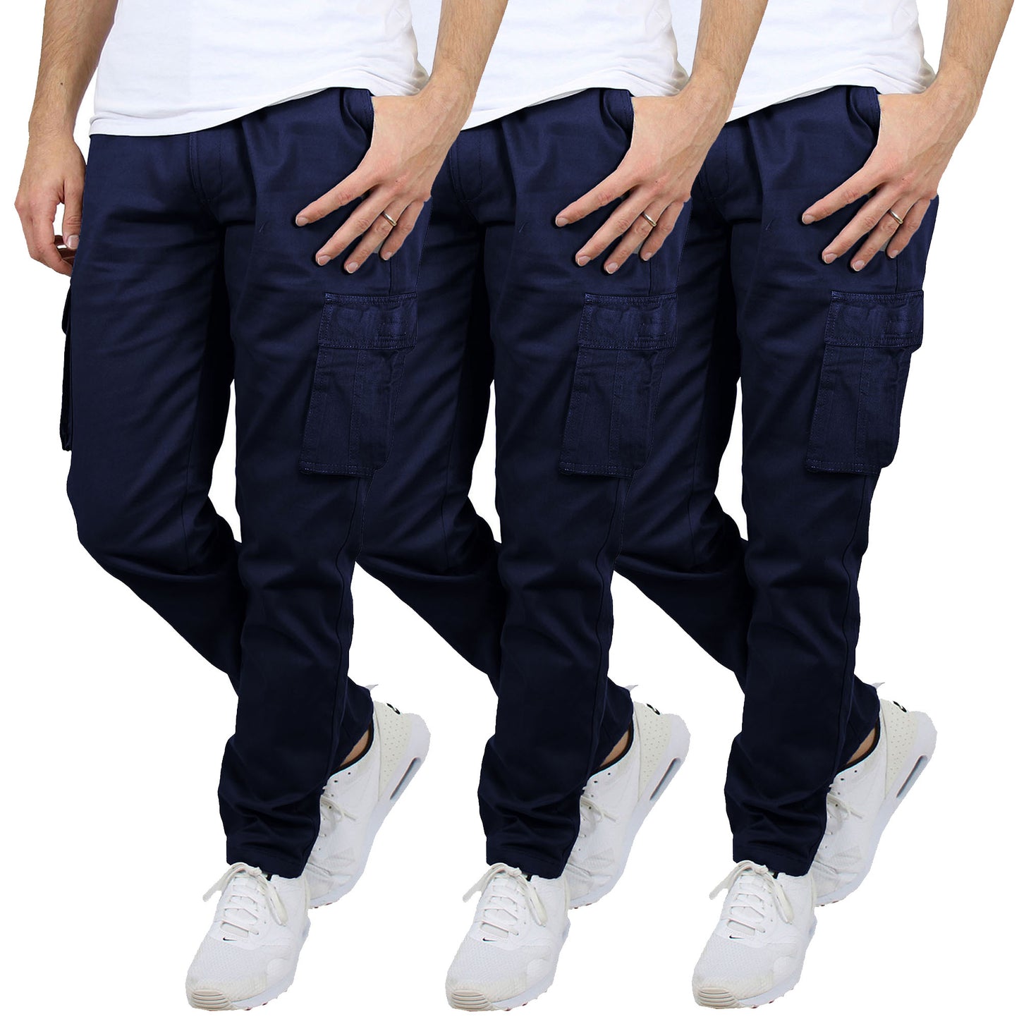 3-Pack Men's Flex-Stretch Cotton Cargo Pants – Comfortable, Durable & Versatile (31-Inch Inseam)