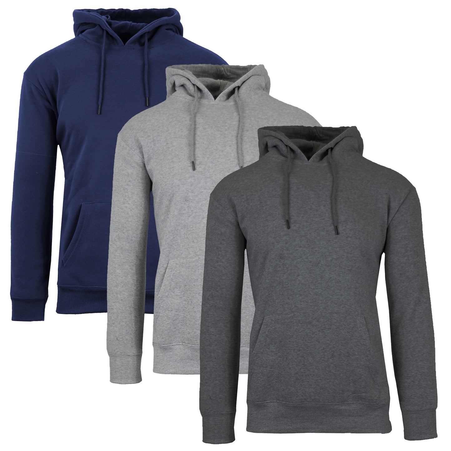 3-Pack Mens Heavyweight Fleece Lined Pullover Hoodie 3 Pack (S-2XL)