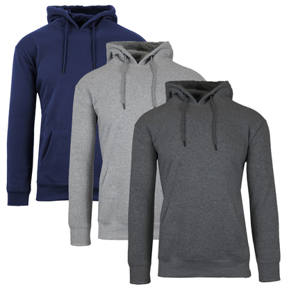 3-Pack Mens Heavyweight Fleece Lined Pullover Hoodie 3 Pack (S-2XL)