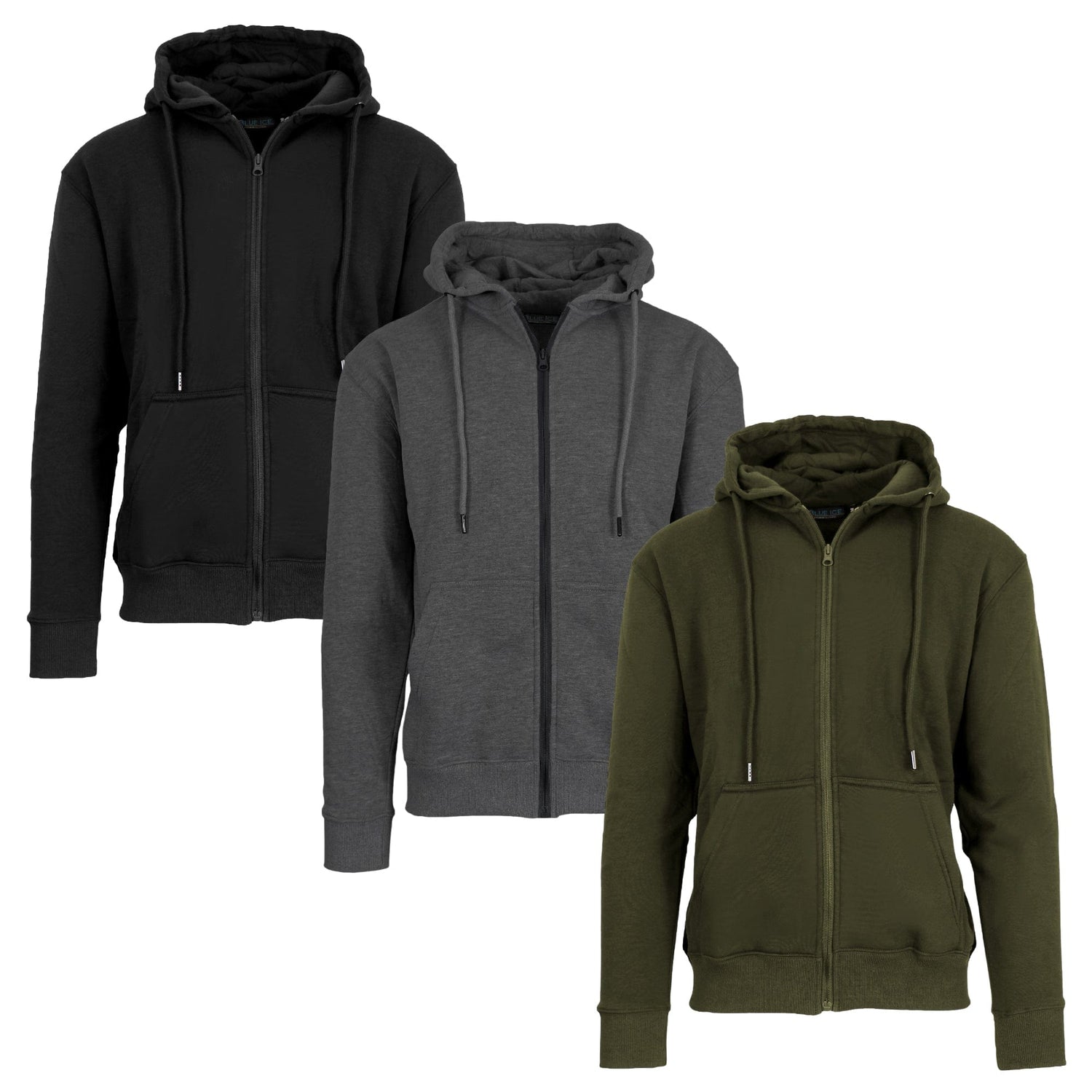 3-Pack Men’s Fleece-Lined Full-Zip Hoodie (S-2XL) - GalaxybyHarvic