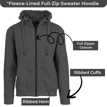 3-Pack Men’s Fleece-Lined Full-Zip Hoodie (S-2XL)