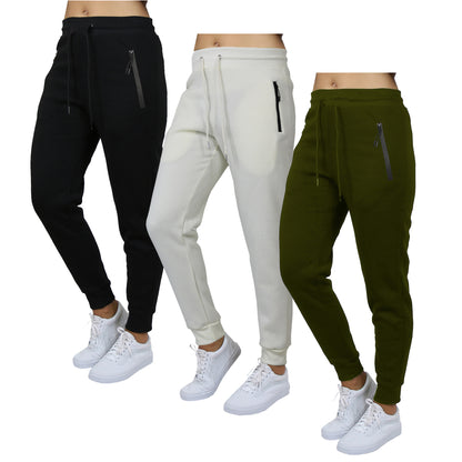 Galaxy by Harvic 3-Pack Women's Loose Fit Fleece Jogger Sweatpants (S-3XL)