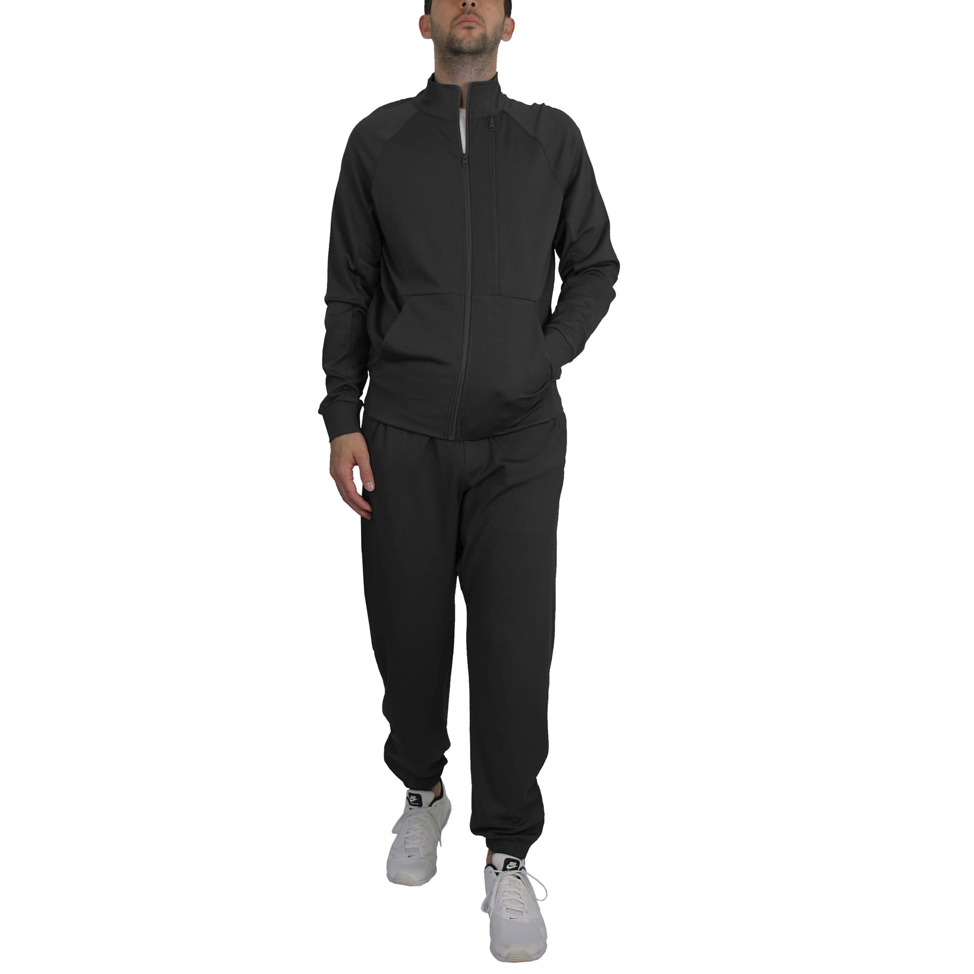 Men's Moisture Wicking Stretch Performance Track Sweater & Jogger 2-Piece Dry Fit Active Set with Reflective Ankle Zipper - GalaxybyHarvic