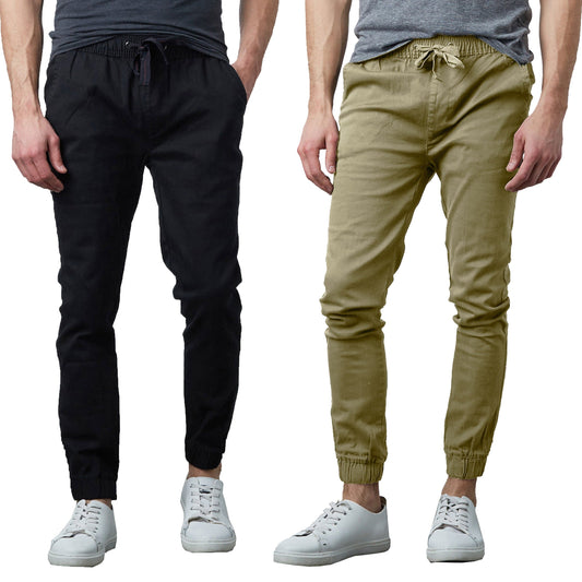 Men's 2-Pack Classic Cotton Stretch Twill Jogger Pants - GalaxybyHarvic