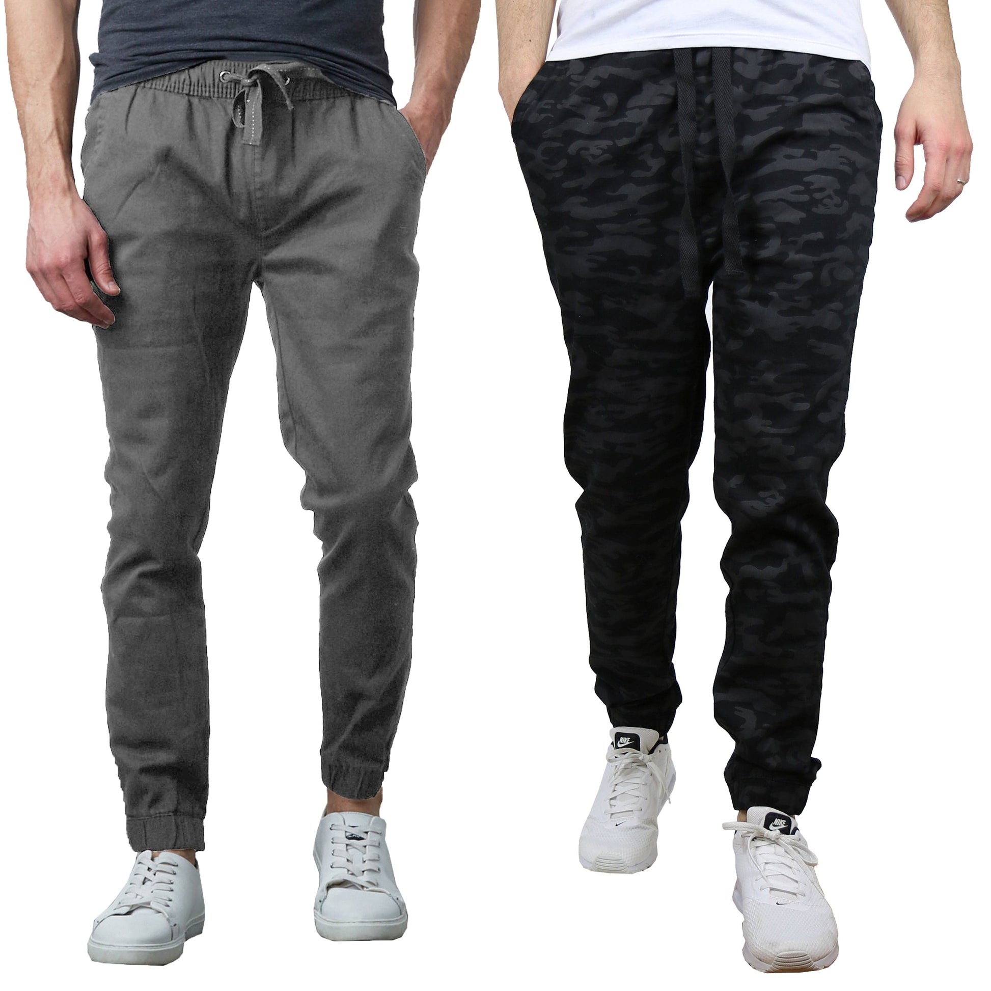 2-Pack Mens Slim-Fit Cotton Twill Jogger Pants (S-2XL)