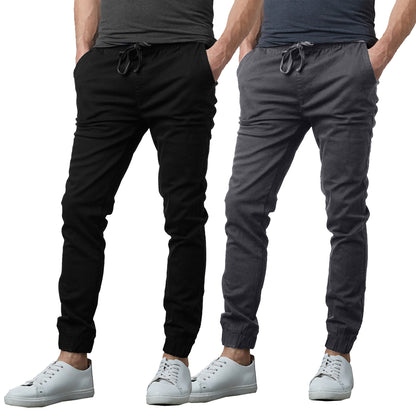 Men's 2-Pack Classic Cotton Stretch Twill Jogger Pants - GalaxybyHarvic