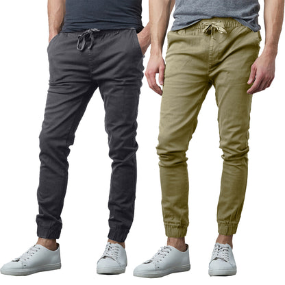 Men's 2-Pack Classic Cotton Stretch Twill Jogger Pants - GalaxybyHarvic