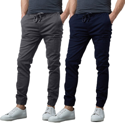 Men's 2-Pack Classic Cotton Stretch Twill Jogger Pants - GalaxybyHarvic