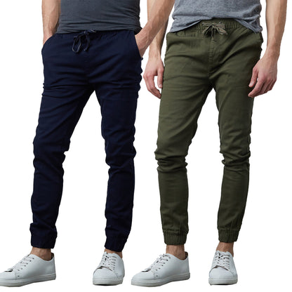 Men's 2-Pack Classic Cotton Stretch Twill Jogger Pants - GalaxybyHarvic