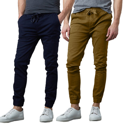 Men's 2-Pack Classic Cotton Stretch Twill Jogger Pants - GalaxybyHarvic