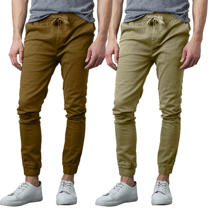 Men's 2-Pack Classic Cotton Stretch Twill Jogger Pants - GalaxybyHarvic