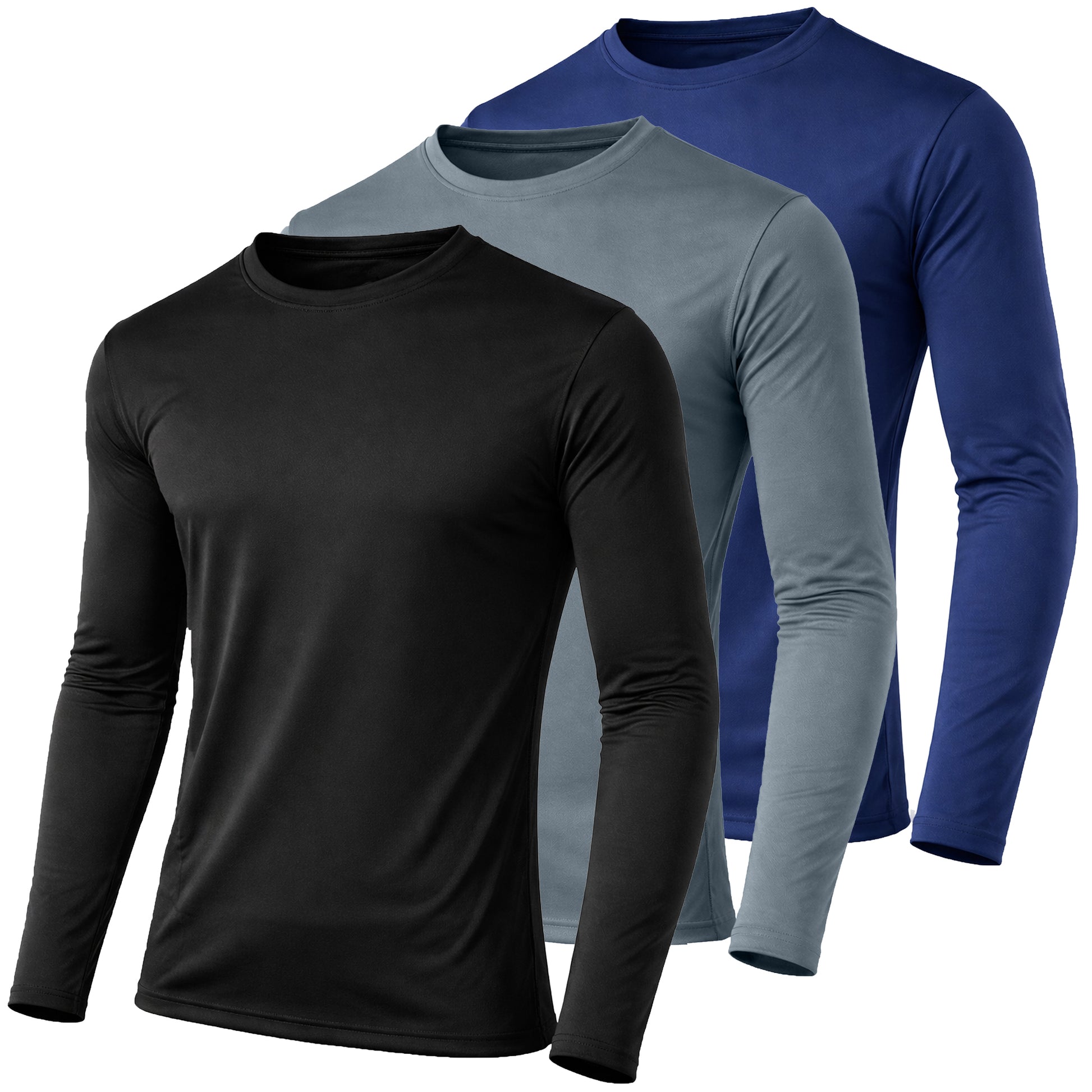 Men's Moisture Wicking Long Sleeve Performance Crew Neck Tagless Tee (Sizes, S-2XL) - GalaxybyHarvic