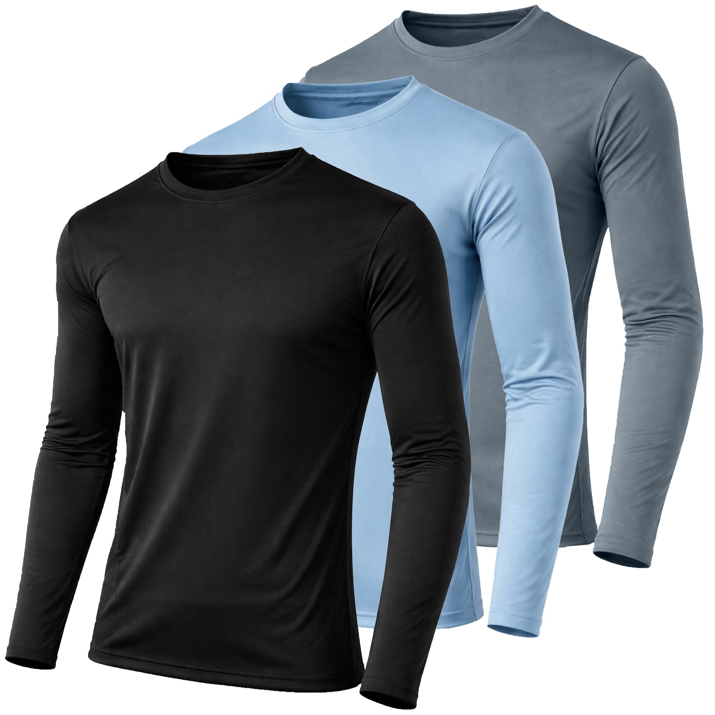 Men's Moisture Wicking Long Sleeve Performance Crew Neck Tagless Tee (Sizes, S-2XL) - GalaxybyHarvic