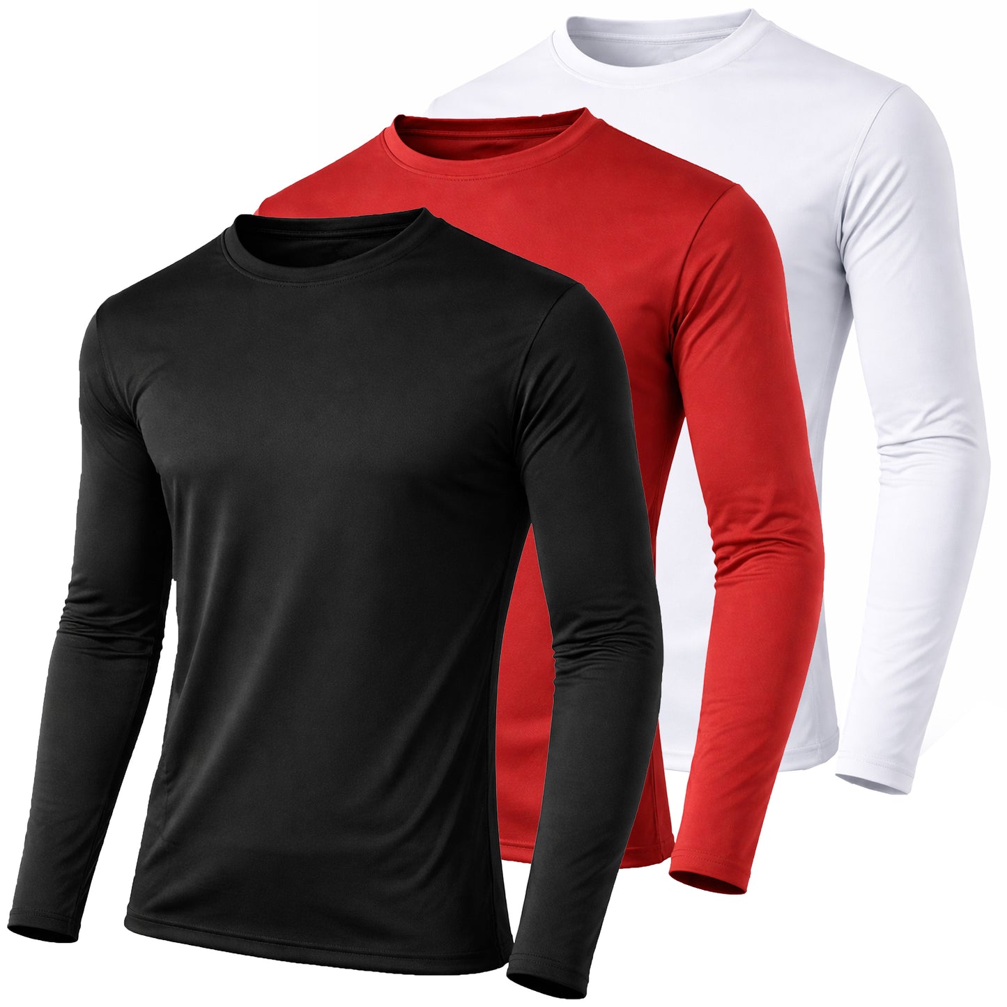Men's Moisture Wicking Long Sleeve Performance Crew Neck Tagless Tee (Sizes, S-2XL) - GalaxybyHarvic