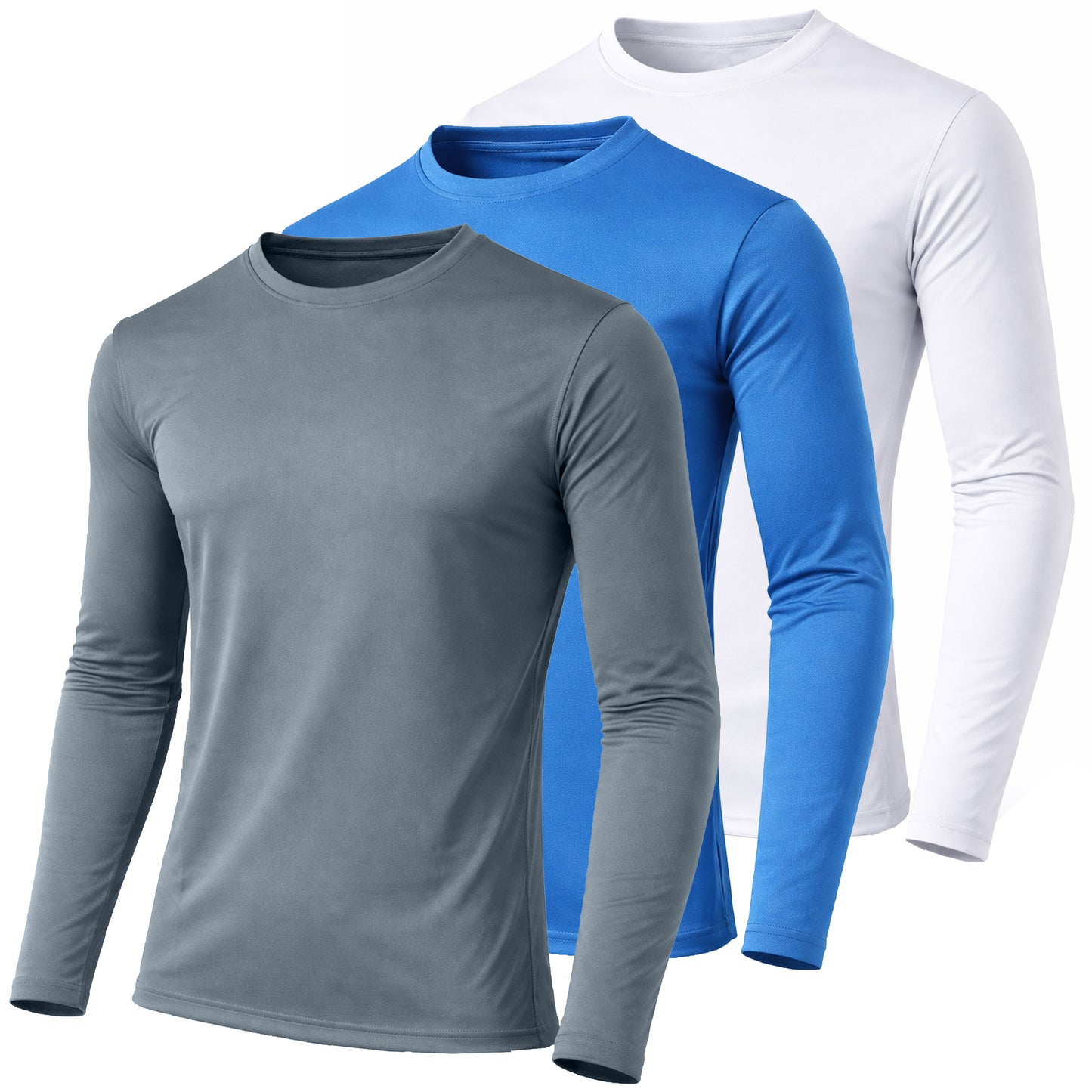 Men's Moisture Wicking Long Sleeve Performance Crew Neck Tagless Tee (Sizes, S-2XL) - GalaxybyHarvic