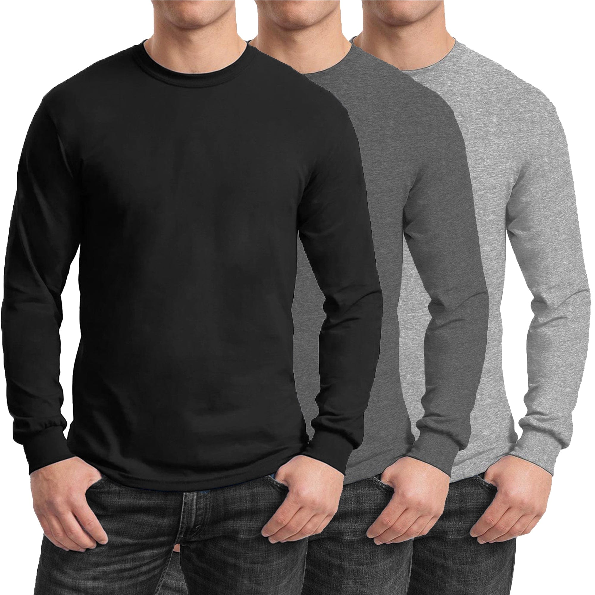 Galaxy By Harvic Long Sleeve Crew Neck Men's Egyptian Cotton-Blend T-Shirt  3 Pack | Michaels