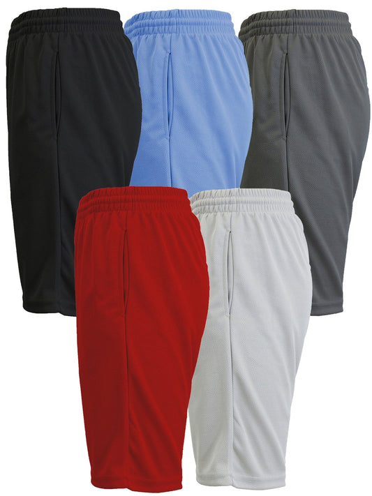Paquete de 5 pantalones cortos de malla ligeros y transpirables que absorben la humedad para hombre