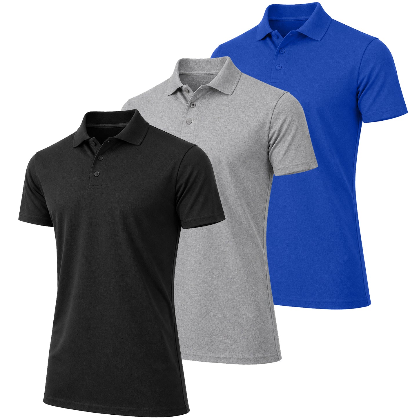 3-Pack Men's Short Sleeve Pique Polo Shirts (S-5XL) - GalaxybyHarvic