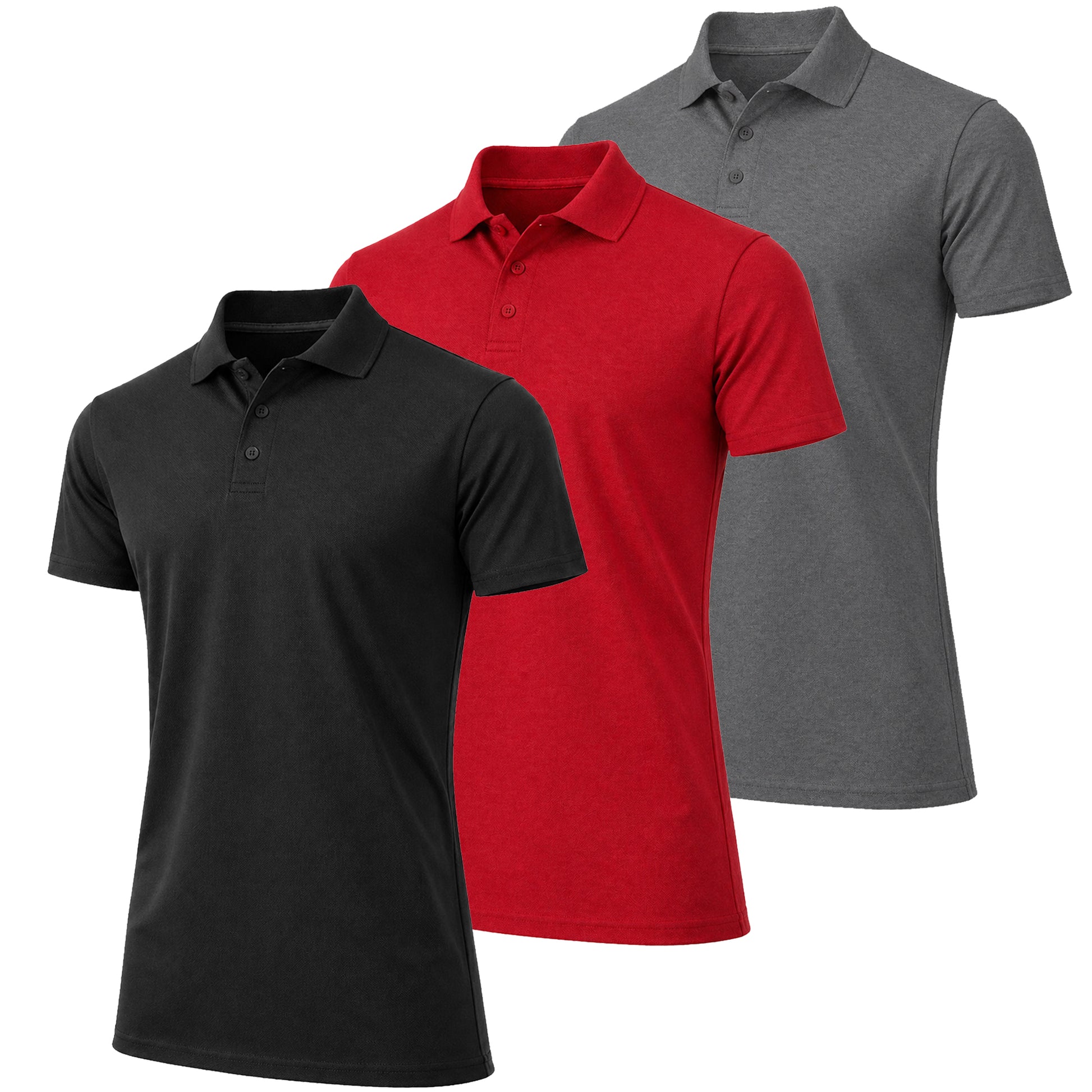 3-Pack Men's Short Sleeve Pique Polo Shirts (S-5XL) - GalaxybyHarvic