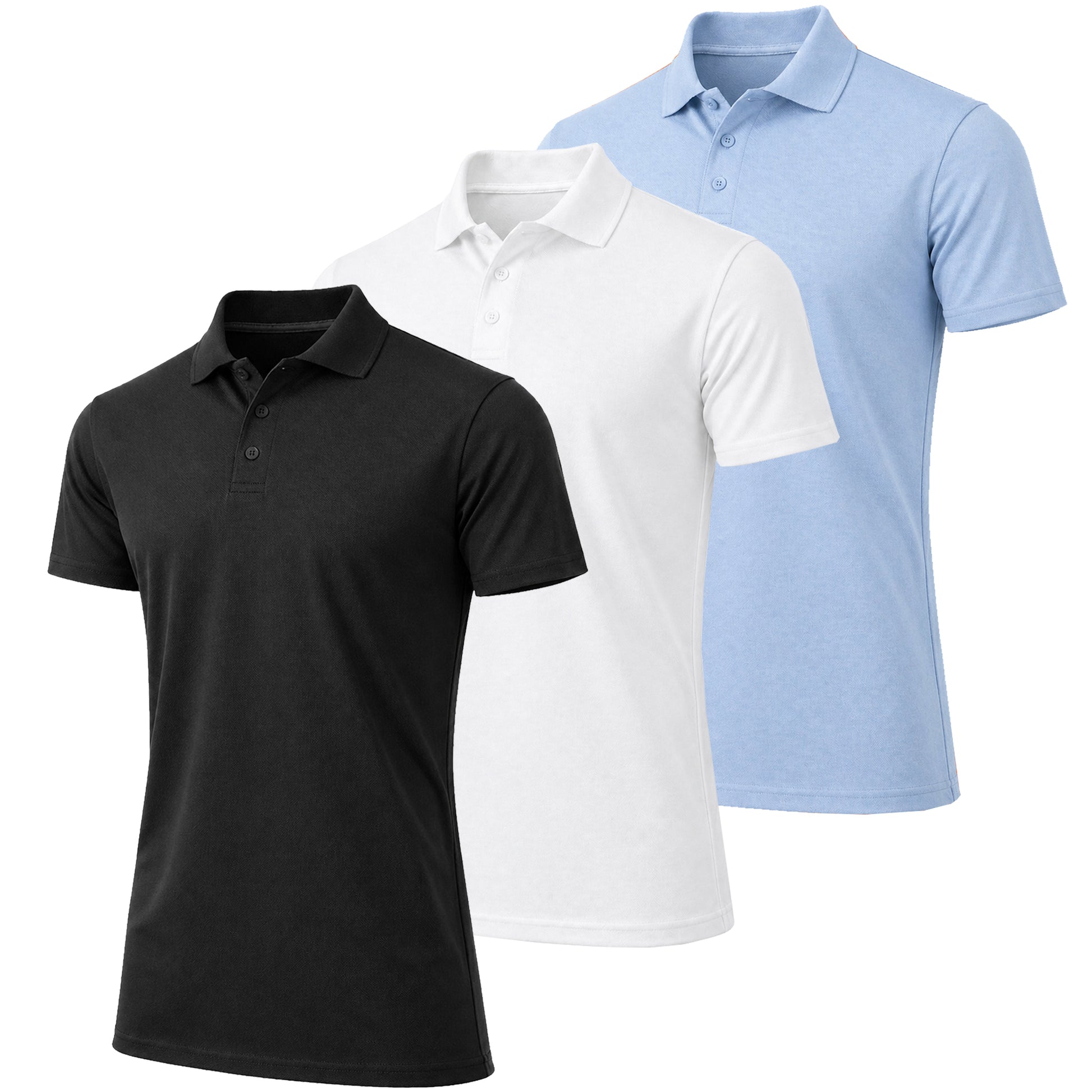 3-Pack Men's Short Sleeve Pique Polo Shirts (S-5XL) - GalaxybyHarvic