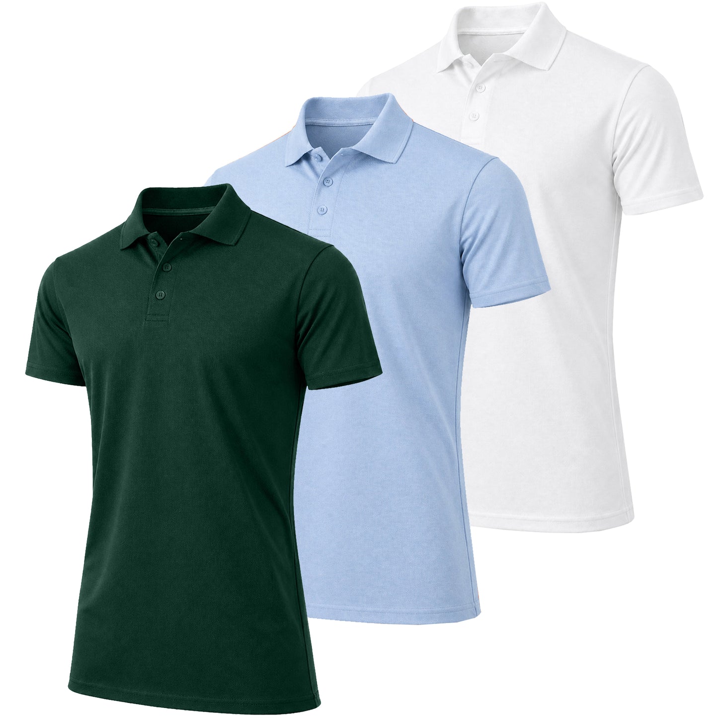 3-Pack Men's Short Sleeve Pique Polo Shirts (S-5XL) - GalaxybyHarvic