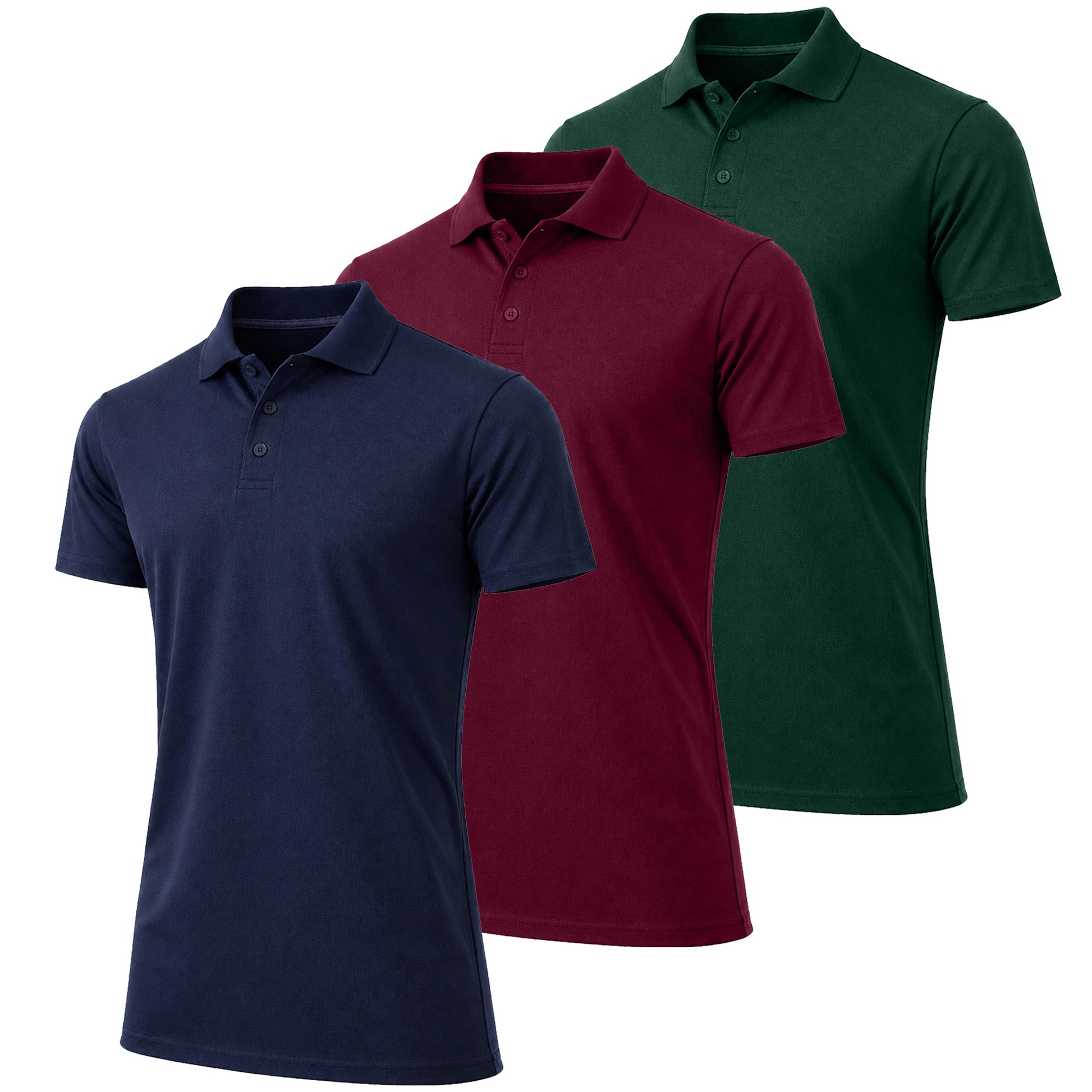 3-Pack Men's Short Sleeve Pique Polo Shirts (S-5XL) - GalaxybyHarvic