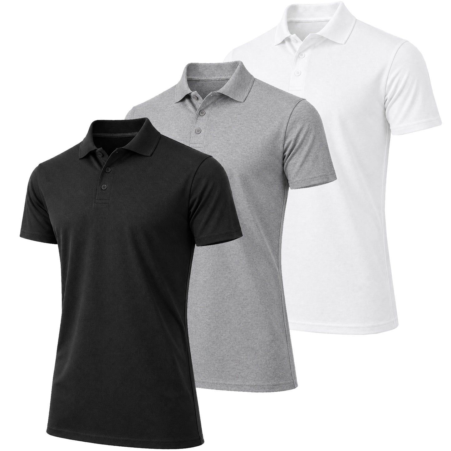3-Pack Men's Short Sleeve Pique Polo Shirts (S-5XL) - GalaxybyHarvic