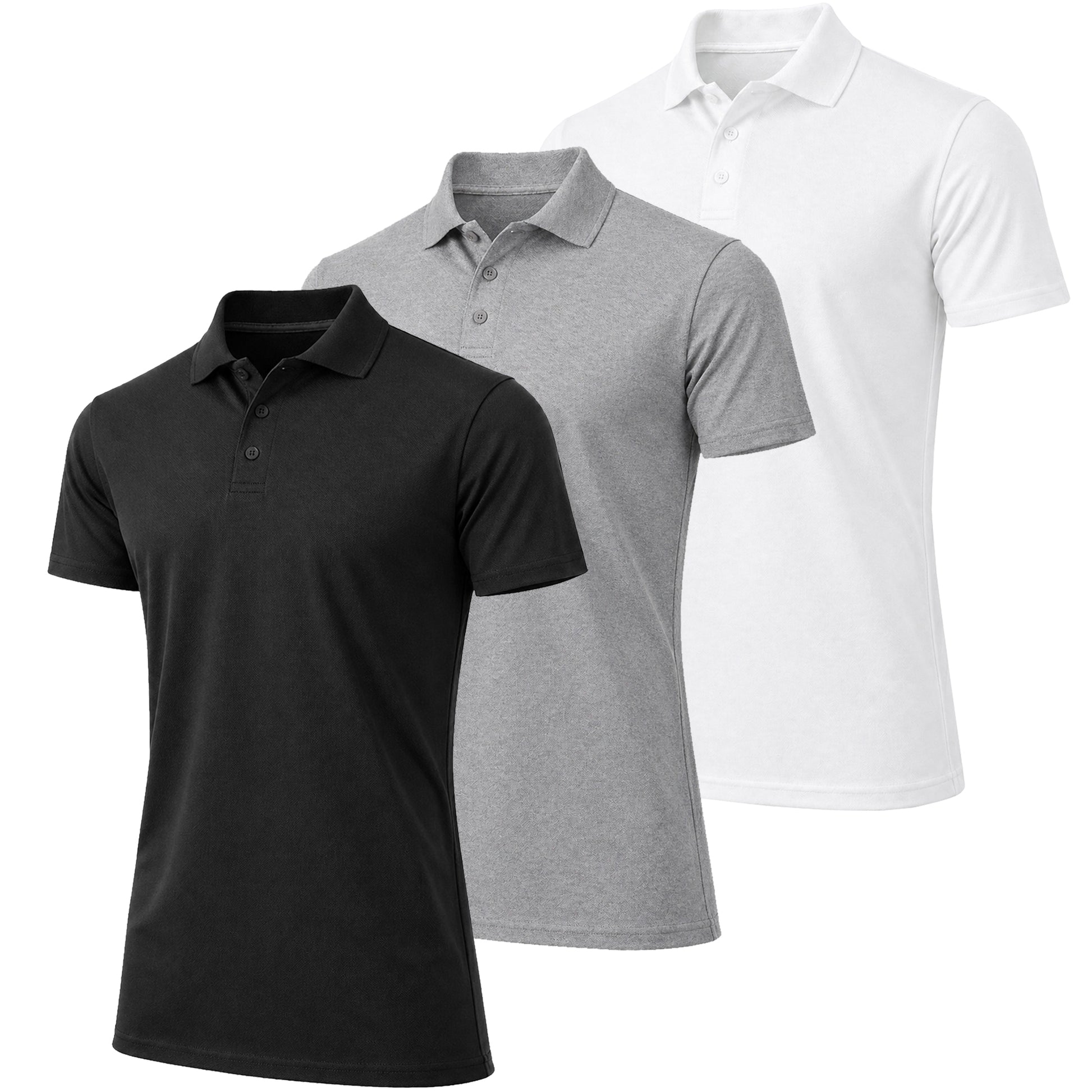 3-Pack Men's Short Sleeve Pique Polo Shirts (S-5XL) - GalaxybyHarvic