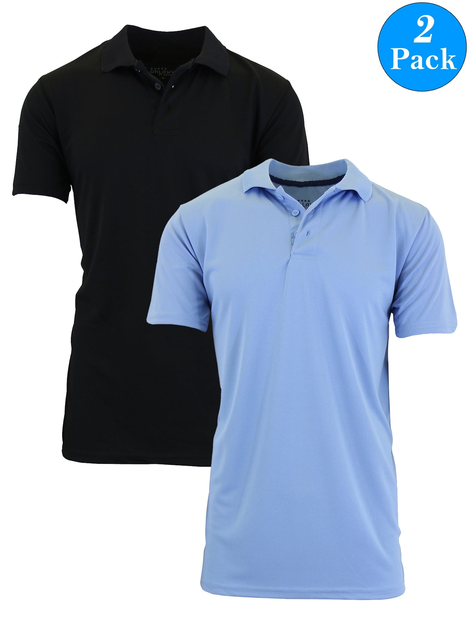 Men's Dry Fit Moisture-Wicking Polo Shirt (2-Pack) - GalaxybyHarvic