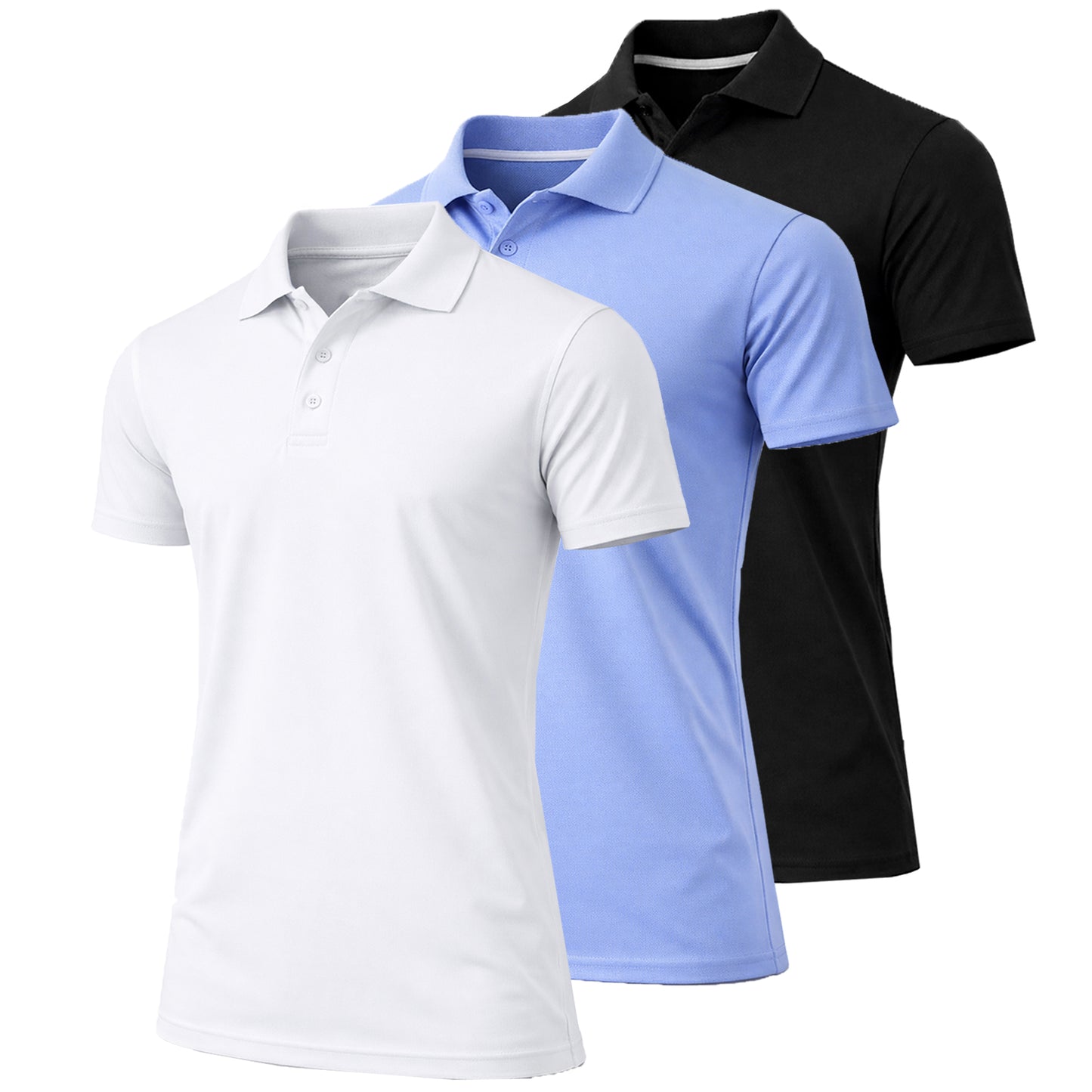 Men's Dry Fit Moisture-Wicking Polo Shirt (3-Pack) - GalaxybyHarvic