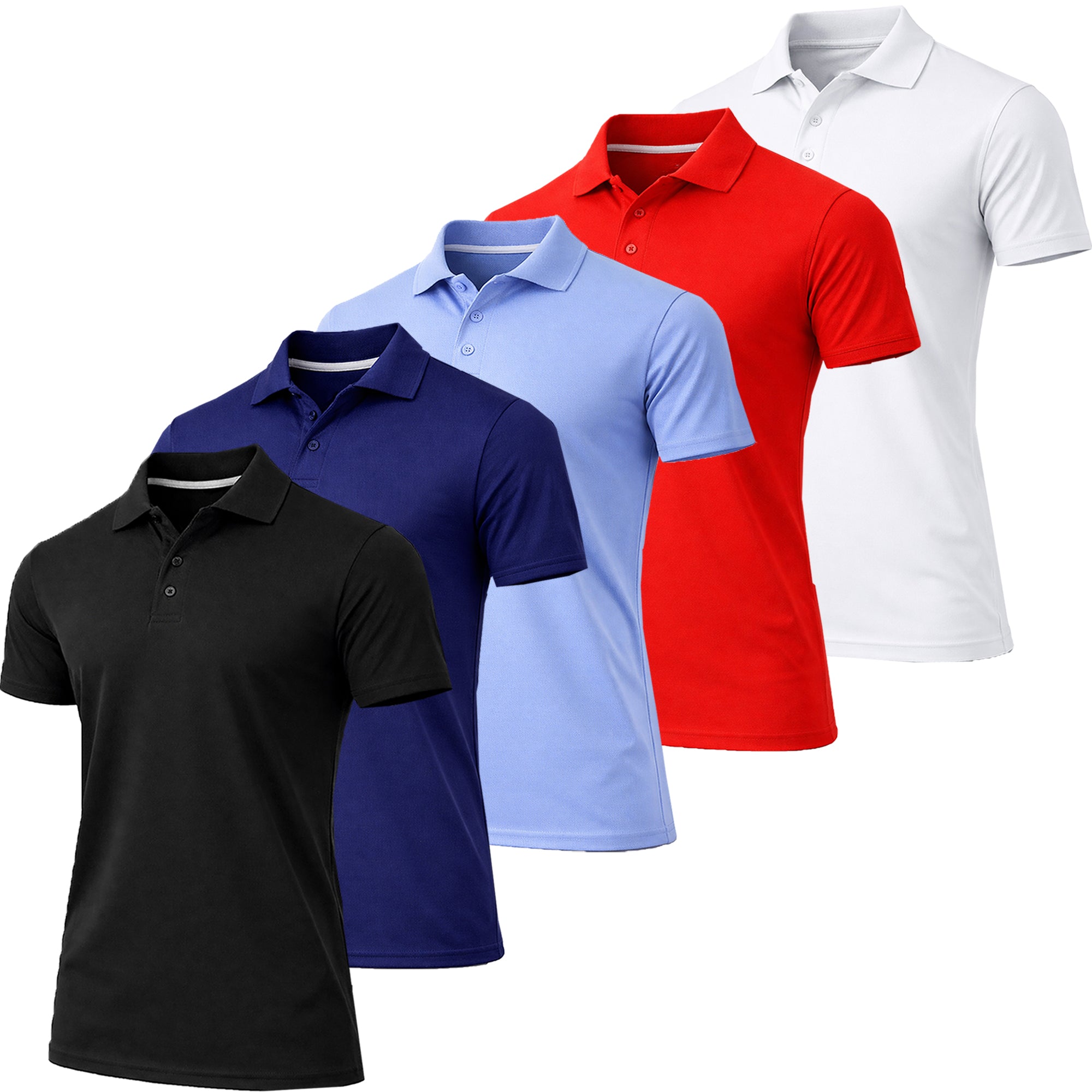 5-Pack Men's Dry Fit Moisture-Wicking Polo Shirt (S-3XL