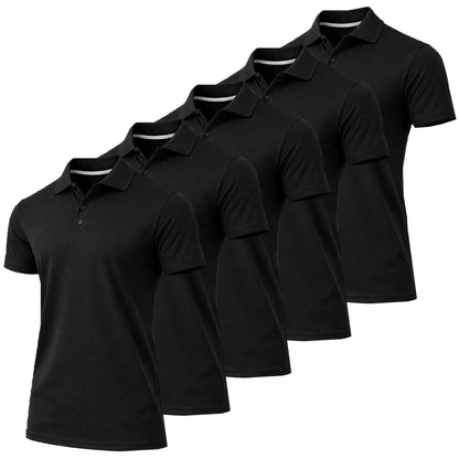 5-Pack Men's Dry Fit Moisture-Wicking Polo Shirt (S-3XL) - GalaxybyHarvic