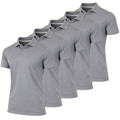 5-Pack Men's Dry Fit Moisture-Wicking Polo Shirt (S-3XL) - GalaxybyHarvic