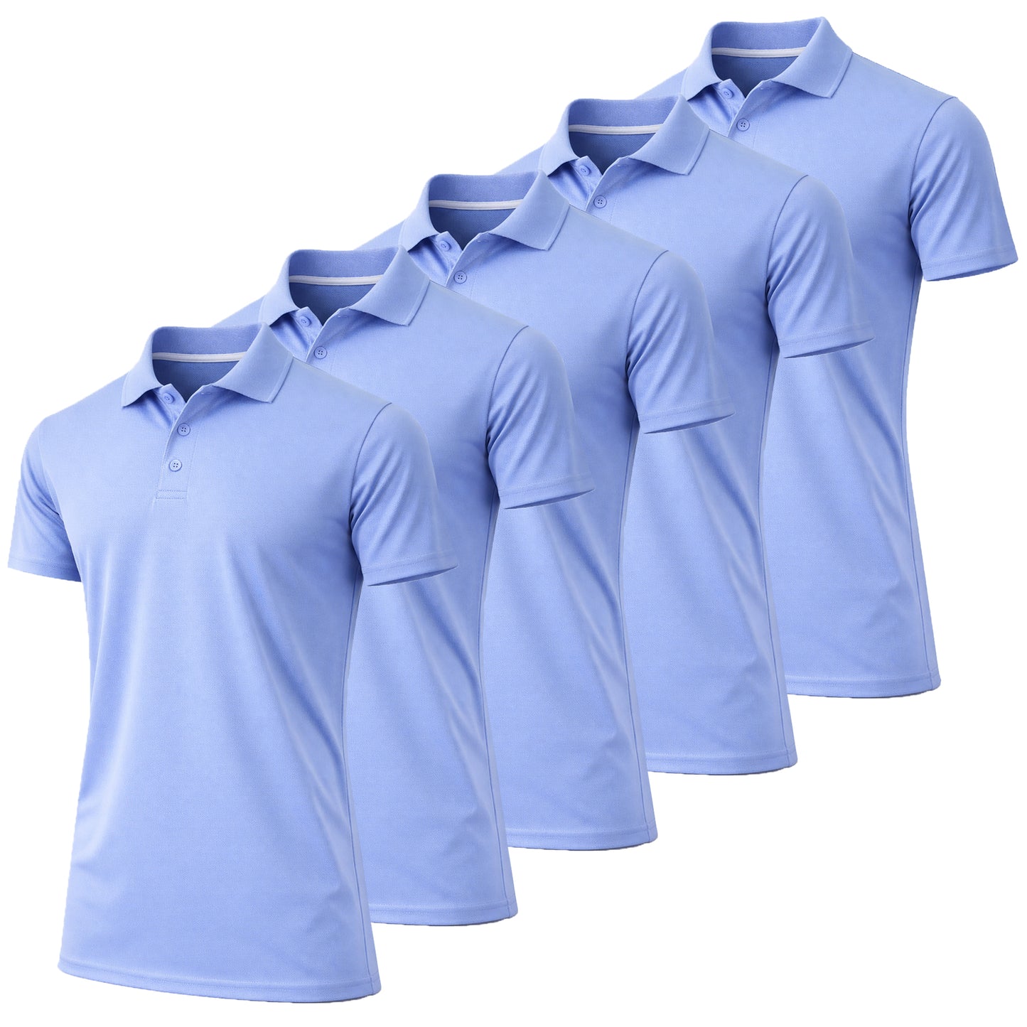 5-Pack Men's Dry Fit Moisture-Wicking Polo Shirt (S-3XL) - GalaxybyHarvic
