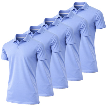 5-Pack Men's Dry Fit Moisture-Wicking Polo Shirt (S-3XL) - GalaxybyHarvic