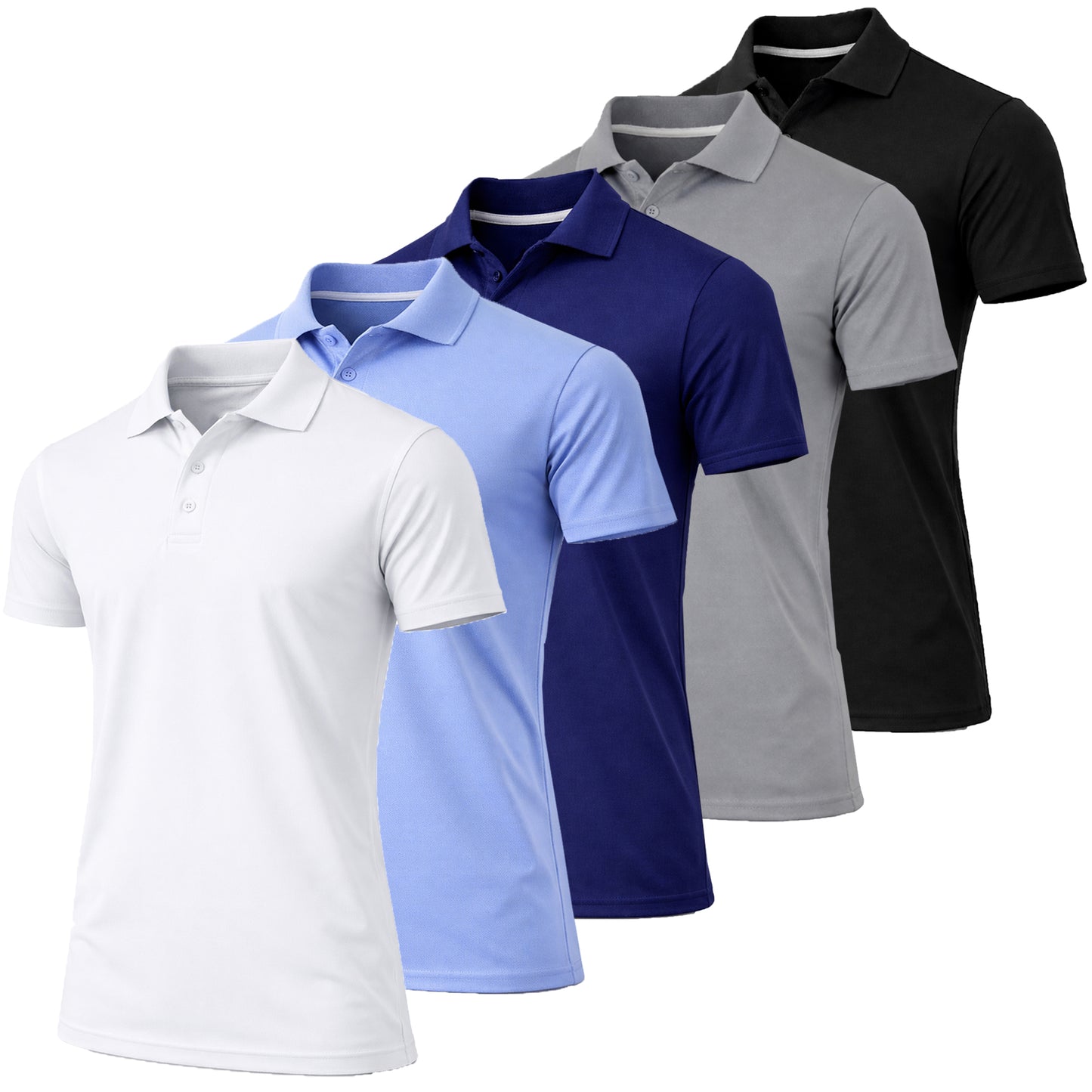5-Pack Men's Dry Fit Moisture-Wicking Polo Shirt (S-3XL) - GalaxybyHarvic