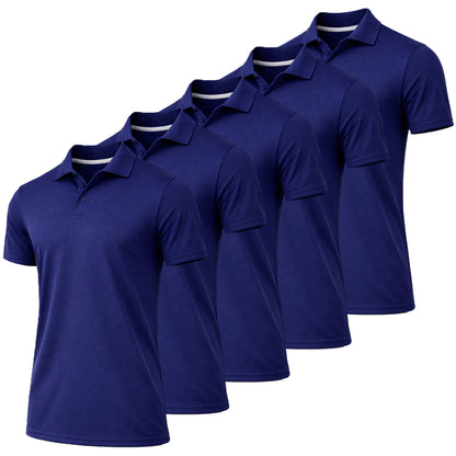 5-Pack Men's Dry Fit Moisture-Wicking Polo Shirt (S-3XL) - GalaxybyHarvic