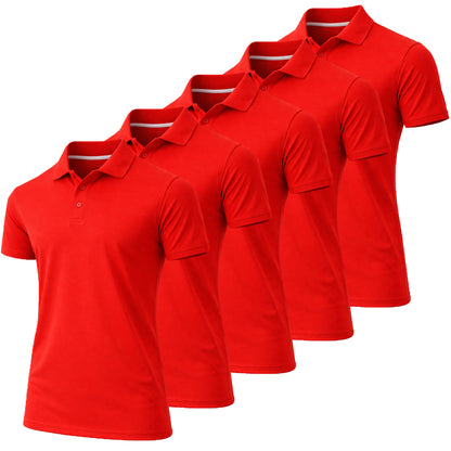 5-Pack Men's Dry Fit Moisture-Wicking Polo Shirt (S-3XL) - GalaxybyHarvic