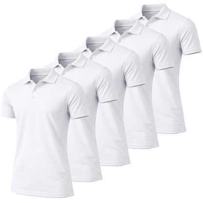 5-Pack Men's Dry Fit Moisture-Wicking Polo Shirt (S-3XL) - GalaxybyHarvic