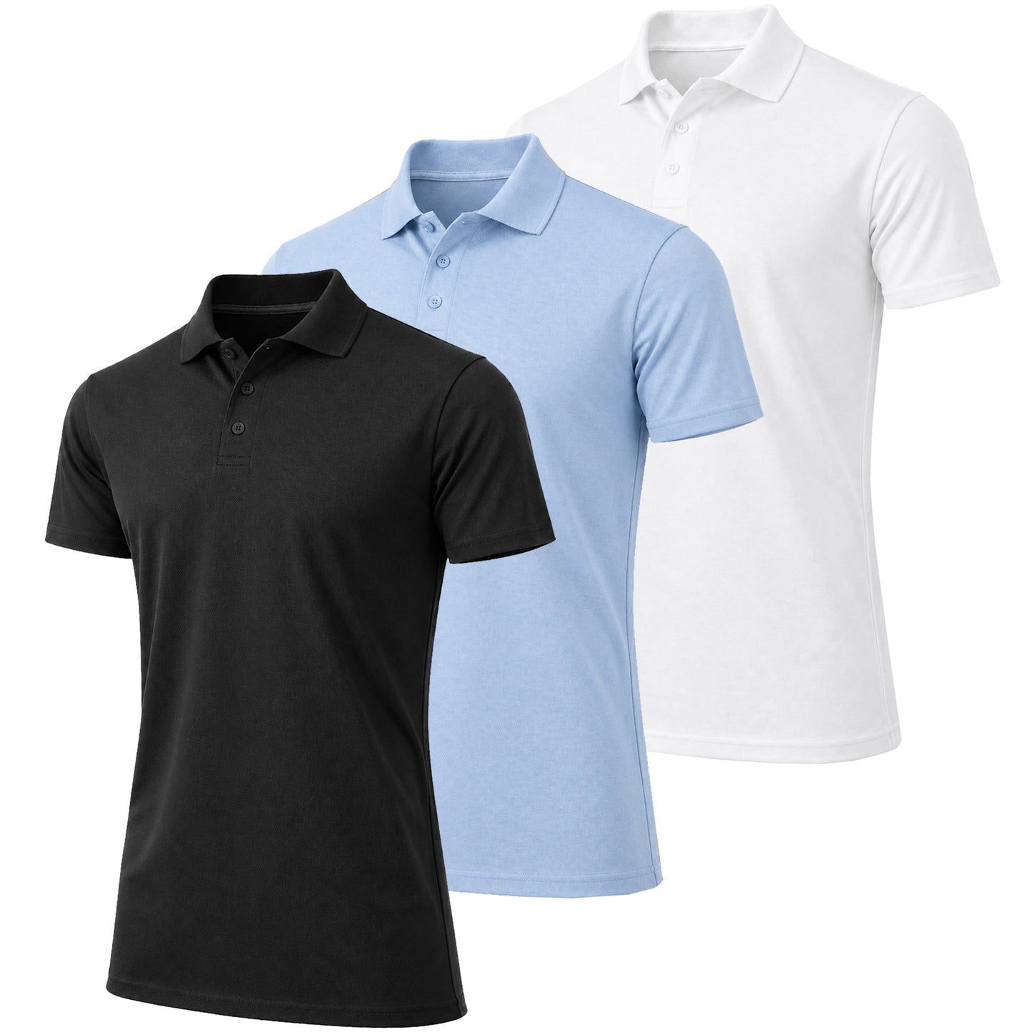 3-Pack Men's Short Sleeve Pique Polo Shirts (S-5XL) - GalaxybyHarvic