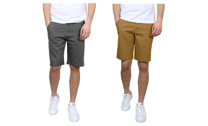 Men's 2-Pack Flat-Front Slim Fit Cotton Stretch Chino Shorts (Sizes, 30-42)