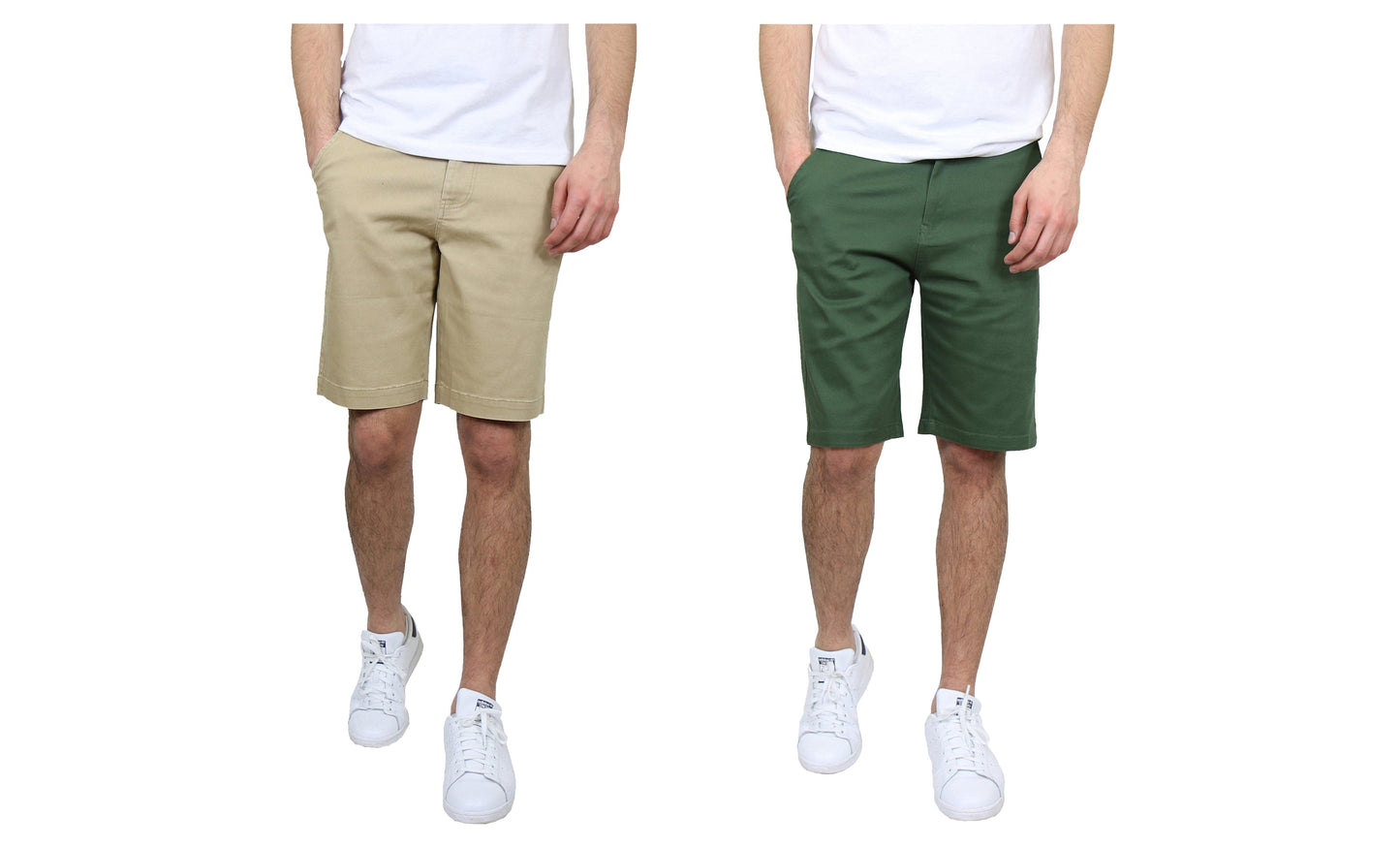 Men's 2-Pack Flat-Front Slim Fit Cotton Stretch Chino Shorts (Sizes, 30-42)