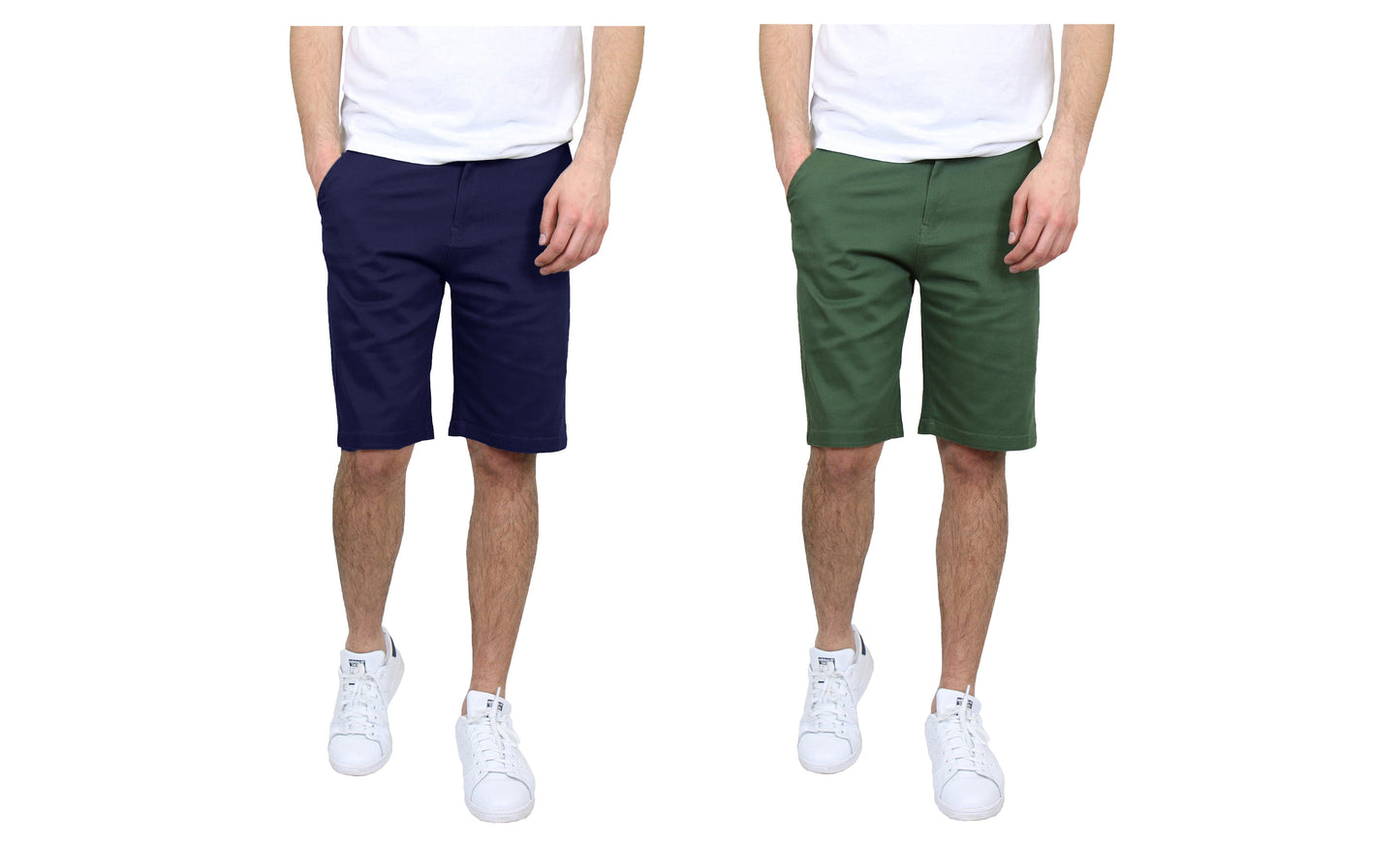 Men's 2-Pack Flat-Front Slim Fit Cotton Stretch Chino Shorts (Sizes, 30-42)